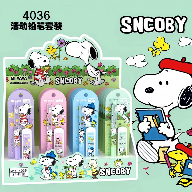 

24pcs Kawaii Snoopy Mechanical Pencil Set Cute 0.5mm Writing Automatic Pen School Office Supplies Stationery