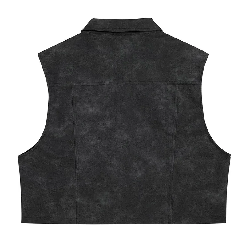 Vintage Hi Street Pu Leather Vest Harakuju Streetwear Fashion Waistcoats For Male Hip Hop