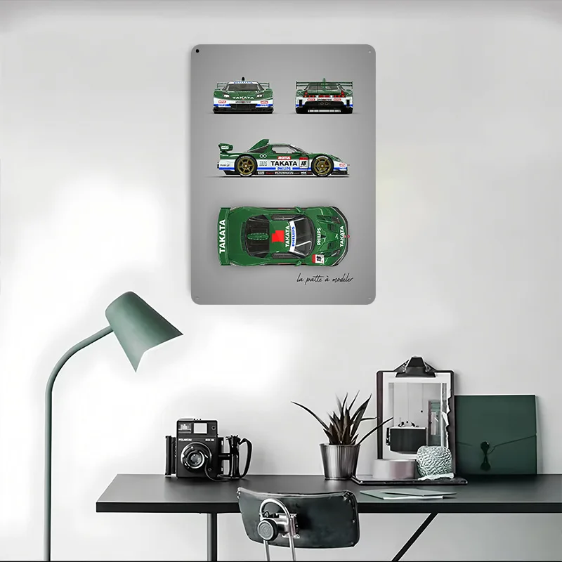 سيارة رياضية NSX JTCC صفيح ملصق مخصص جدار الفن خمر علامات معدنية ريترو القصدير اللوحة لتزيين غرفة الألعاب دافئ