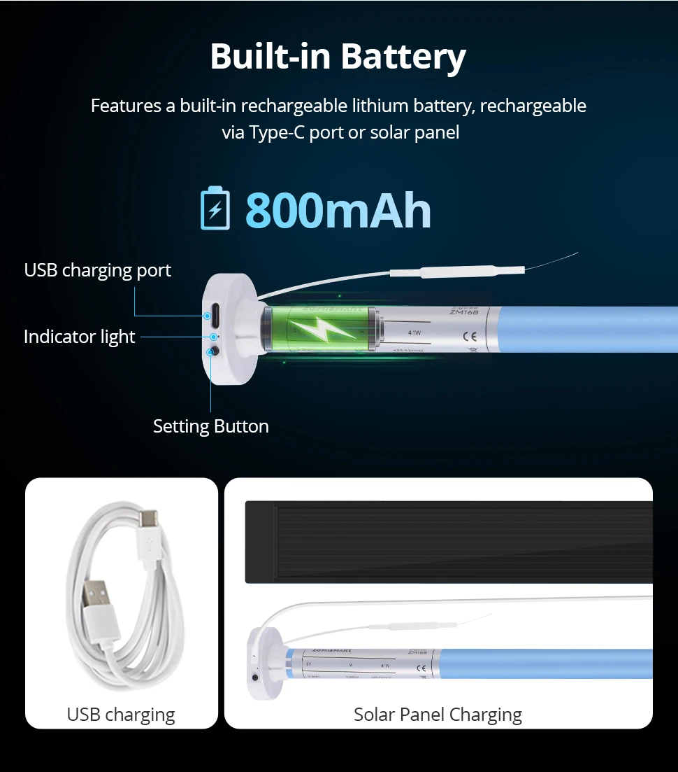 Zigbee-Rollo-Motor für 17 25 28 mm Rohr Zemismart wiederaufladbarer Vorhangmotor, funktioniert mit Tuya-App Alexa Google Home Voice – Detail 7