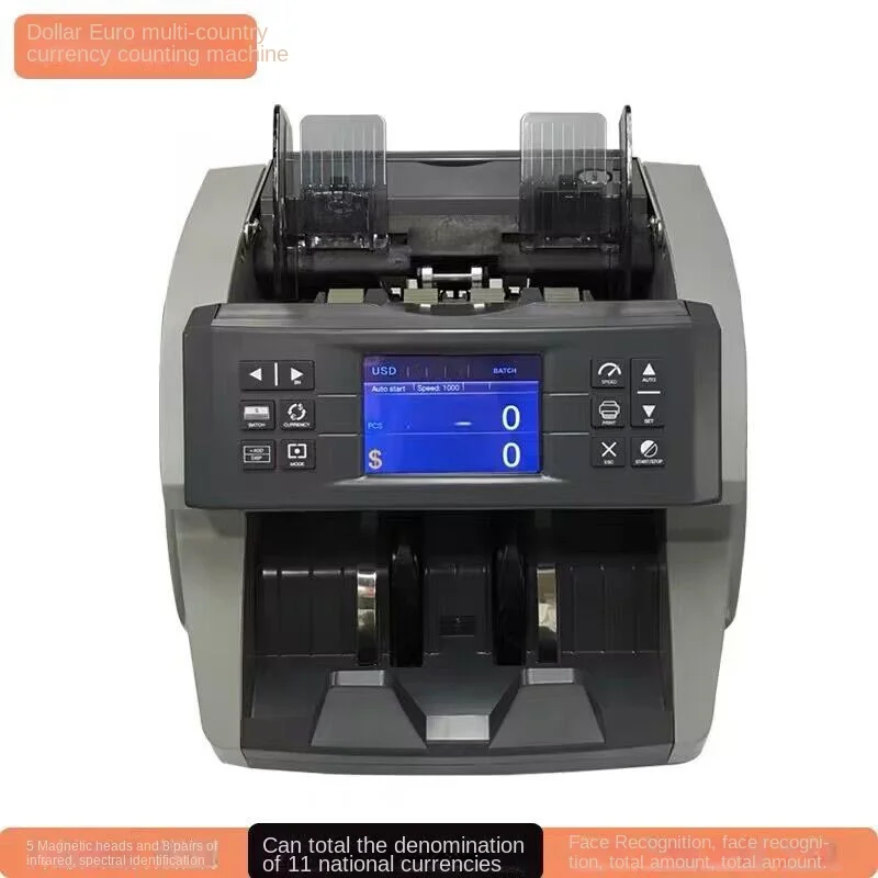 NEW Banknote Counter Commercial Cash Register Counterfeit Bill Detector Anti-Counterfeiting Features for Euro Dollar Bank Stores