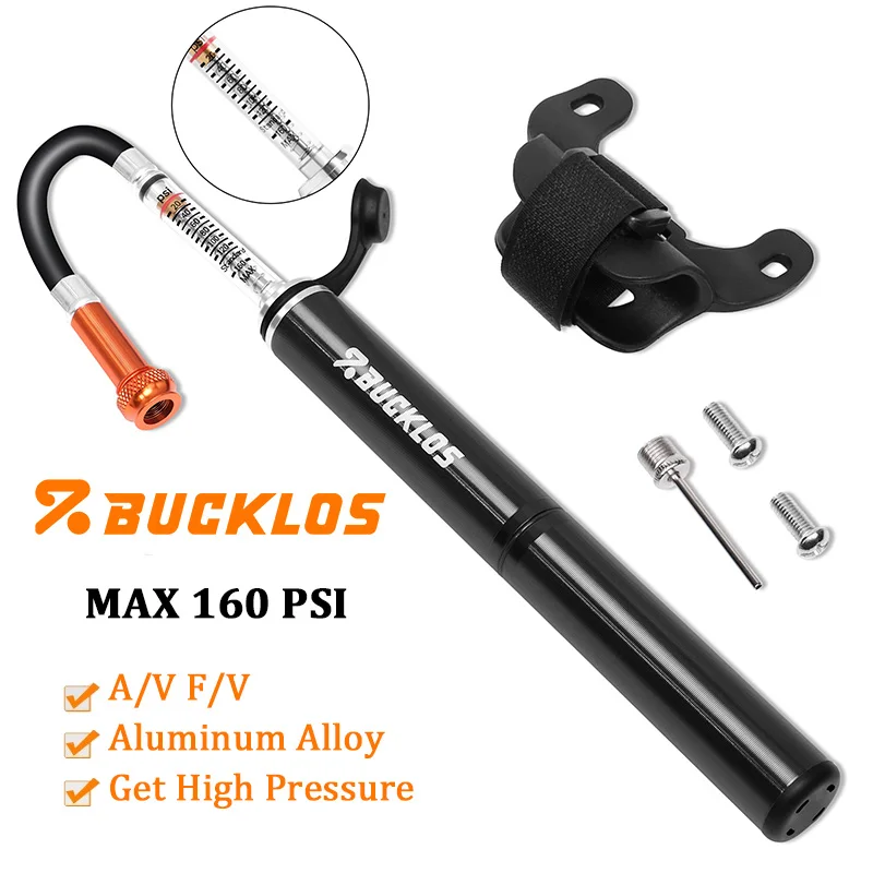 

BUCKLOS Mini Bicycle Pump Aluminum Alloy High Pressure 160PSI Bike Pump Tire Air Ball Inflator Portable MTB Road Bike Pumps