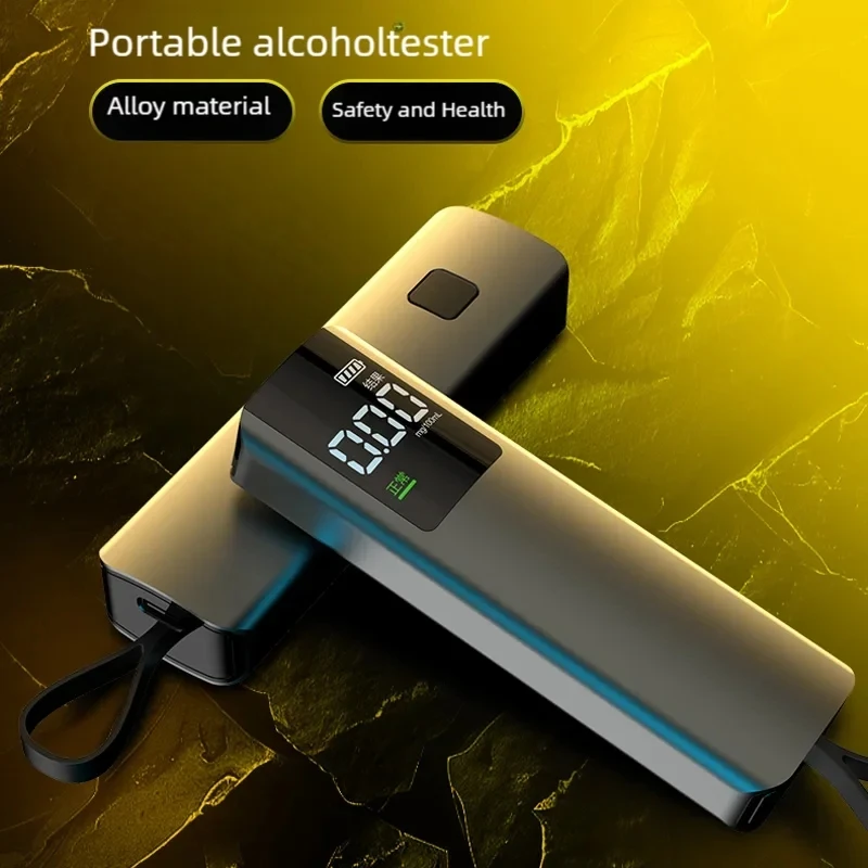 Auto Alcohol Tester with Lanyard Electronic Breathalyzer LED Display Rechargeable Breathalyzer Breath Alcohol Test Tools