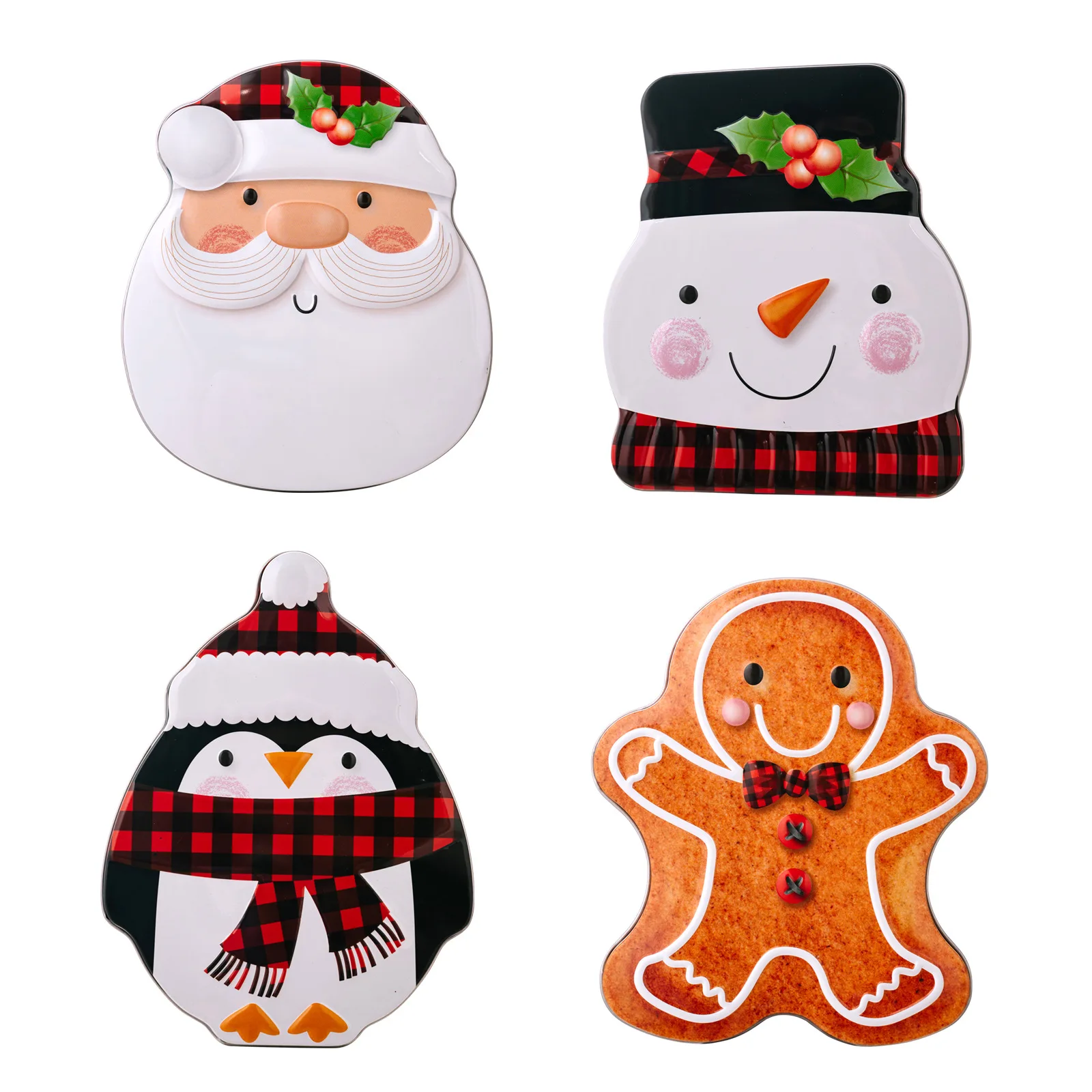 Christmas Decorations Gingerbread Man Cookie Box Santa Candy Box Cartoon Snowman Tinplate Box, New Year's Gifts