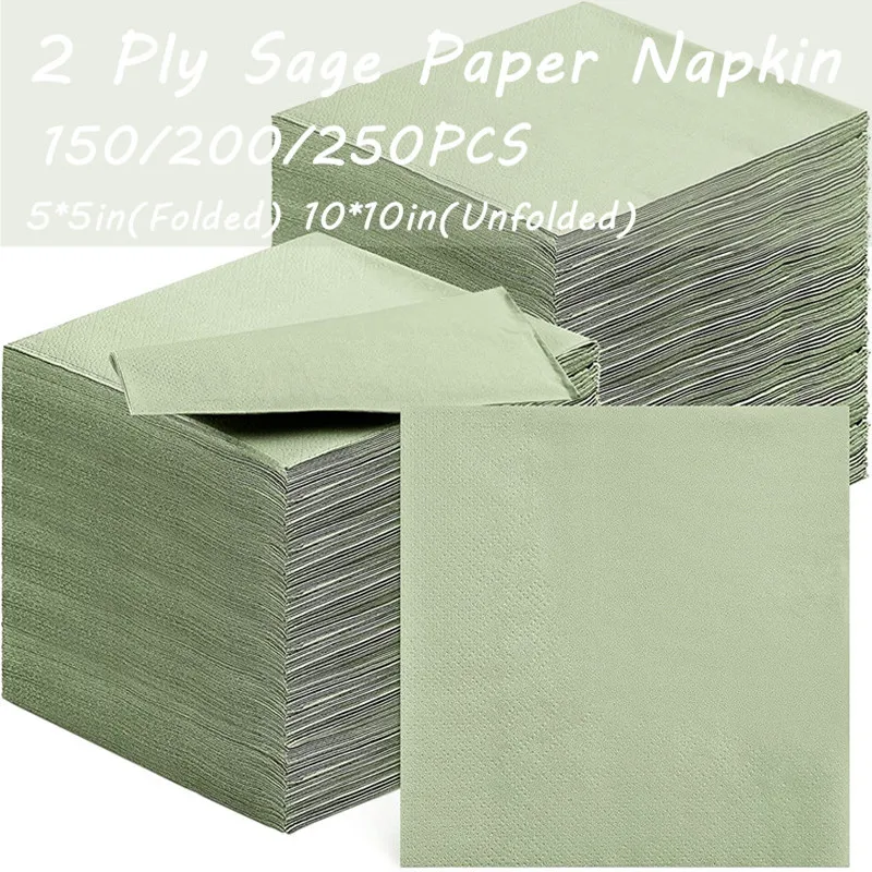 Sage Dinner Napkin Wedding Napkins Cocktail Beverage Napkins for Guests 2 Ply Facial Tissues Napkins for Shower Party Birthday