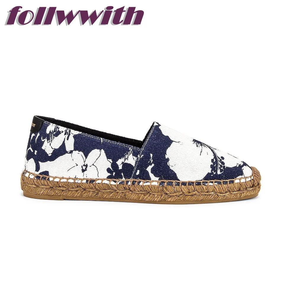 

Canvas Flower Print Flat With Pumps Autumn Fisherman Weave Sewing Daily Casual Fashion Modern 2024 Hot Sale New Arrival Shoes