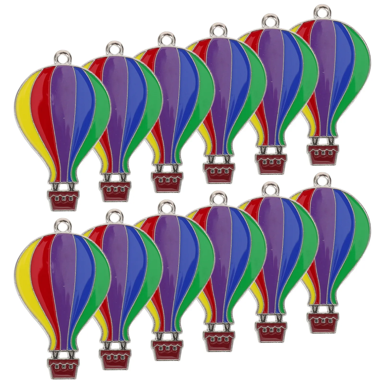 12Pcs Hot Air Balloon Pendant Metal Charm Keychain Tropical Backpack Bag Purse Decoration Travel Souvenir Hot Air Balloon Charm