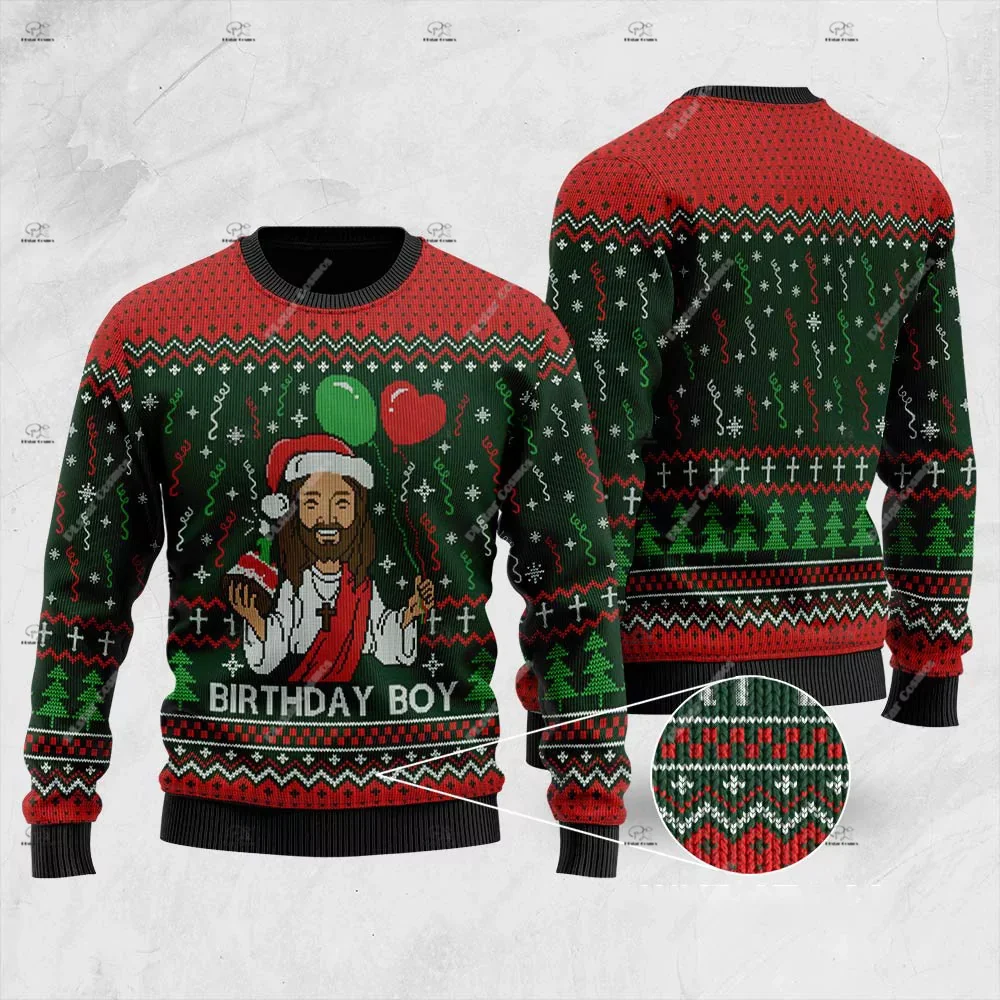 Christmas Santa Claus Pet Cat Knitted Ugly Sweater Graffiti Retro Vintage 3DPrint Pullover Harajuku Casual Funny Long Sleeves 14