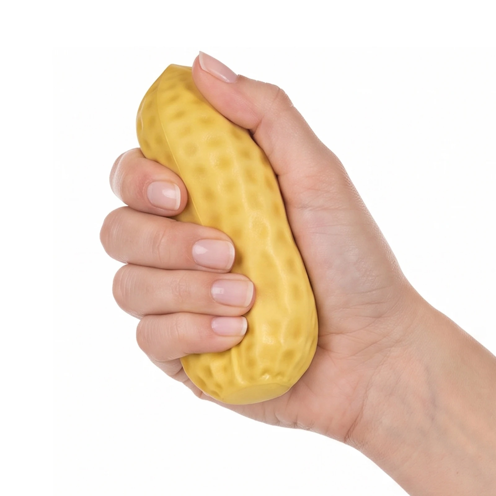 Soft Peanut Squeeze Stress Ball TPR Sensory Fidget Toy with Filling Beads Crackling Sound for Adults