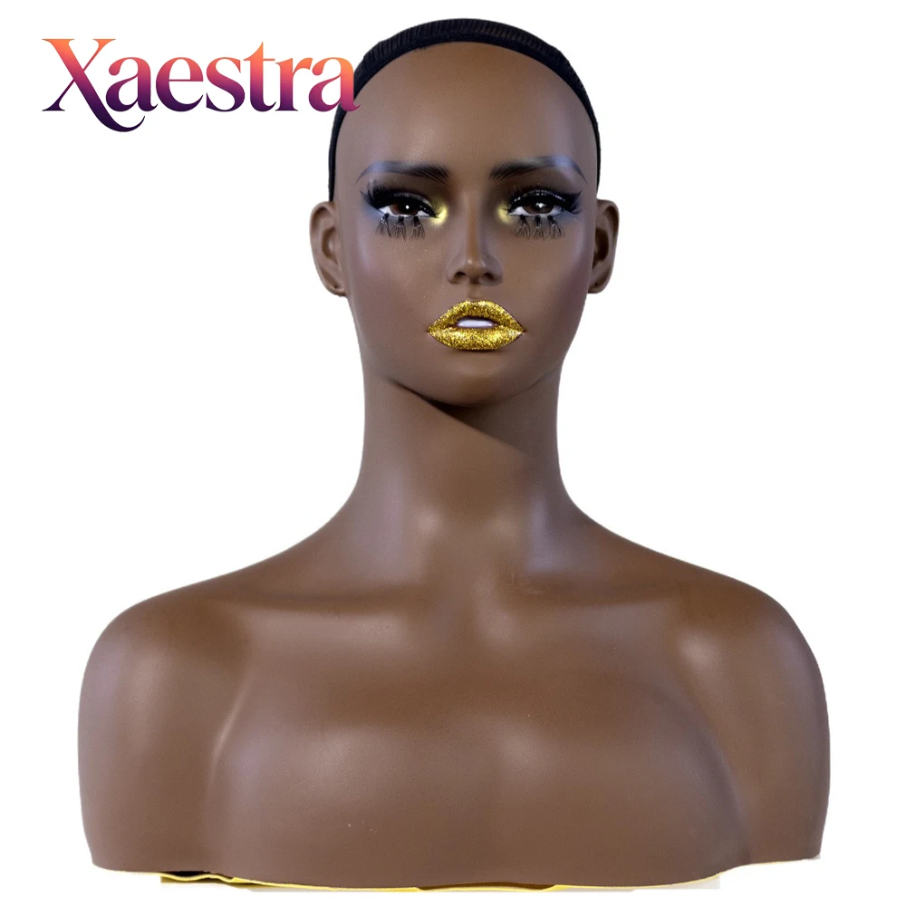 Female Mannequin Head With Shoulders For Wig Display Hairstyling Practice African American Skin Tone Upper Body Mannequin Head