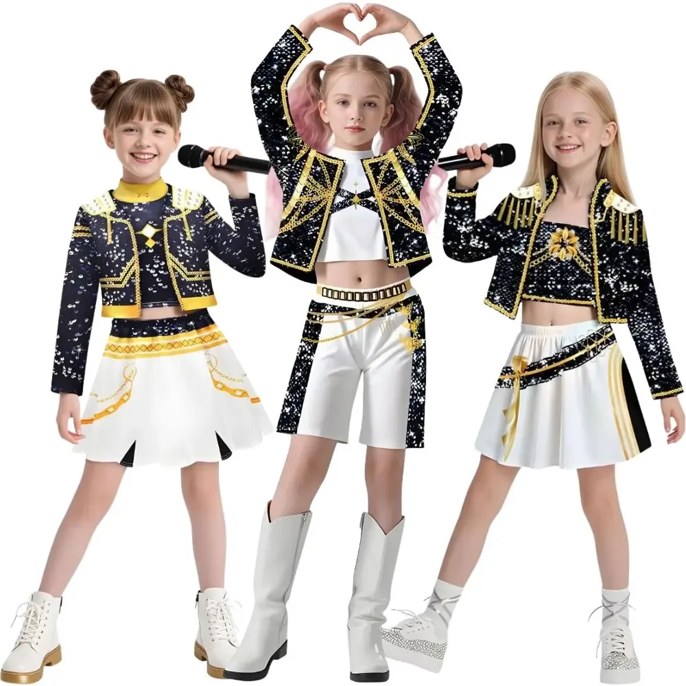 Costume de Cosplay Kpop Rumi Zoey Mira pour enfants filles, vêtements imprimés, Costume de carnaval d'halloween pour jeu de rôle
