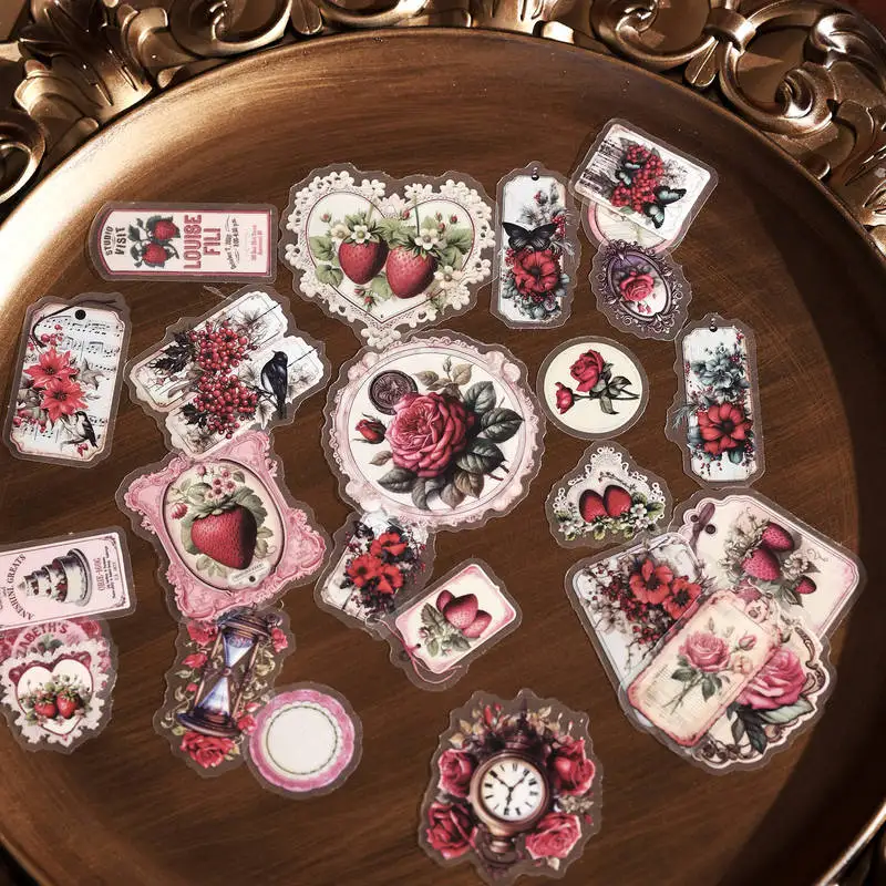30 pcs Nostalgic Vintage Floral Stickers, Bouquet Element Journal Handicraft Materials
