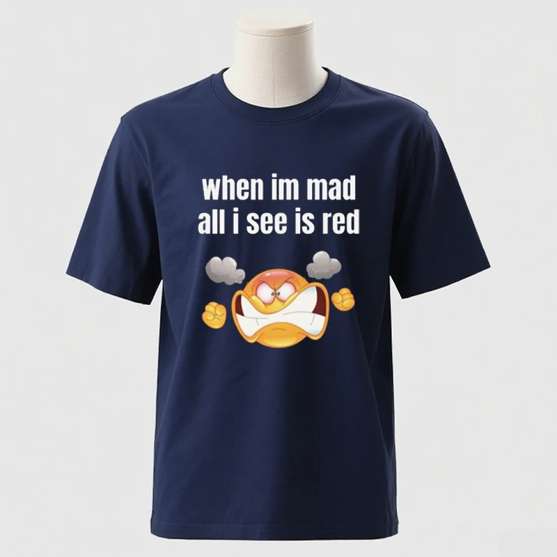 

Funy When I'm Mad All I See Is Red Trending Viral Shirt Summer Cotton TShirt Funny Oddly Specific Joke Tee Gift Shirt Trendy Top