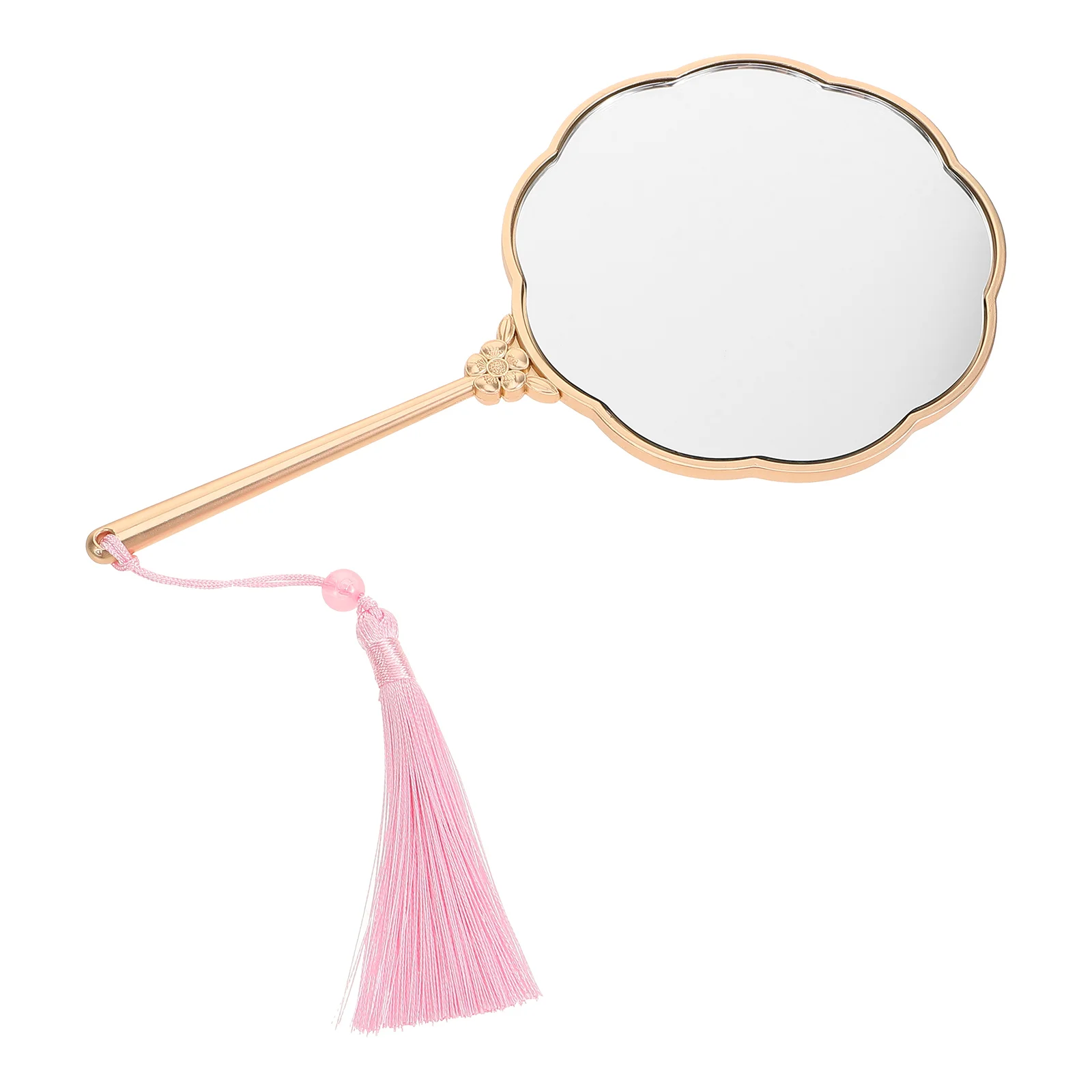 

Handheld Vanity Mirror Vintage Women Makeup Lotus Wedding Zinc Alloy Glass for Portable Travel Dressing Mini