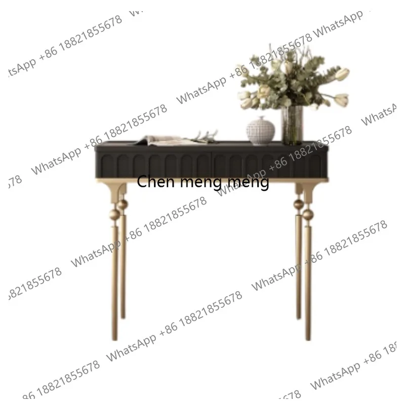 

French light luxury entrance table Roman solid wood entrance table against the wall with drawers