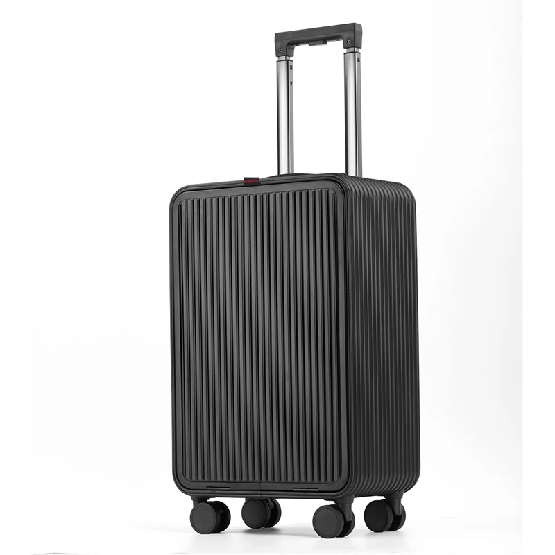 All-aluminum high quality travel luggage 20 inch 24 inch trolley suitcase front opening large-capacity carry on trolley case