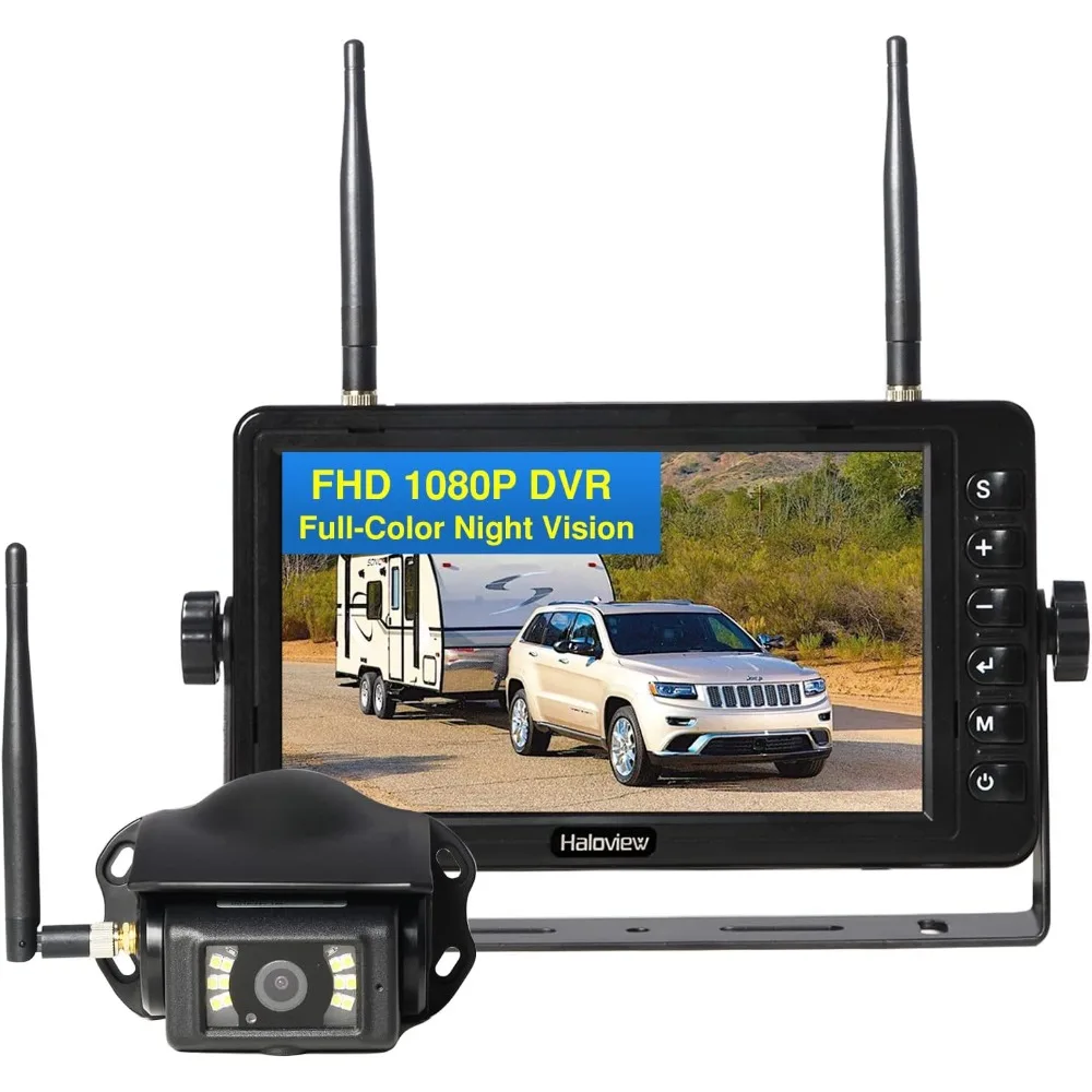 Backup Camera Wireless FHD 1080P DVR Rearview Full-Color Night Vision Cam and 7