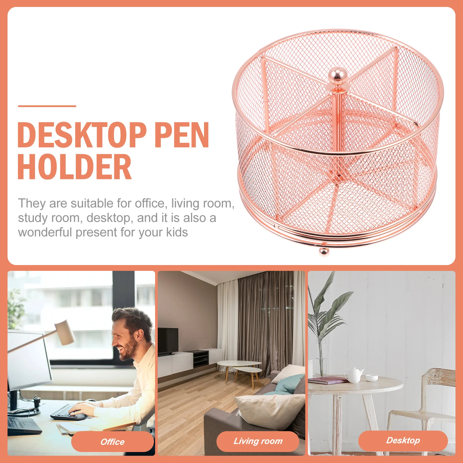 

Metal Rotary Pen Holder Sundries Organizer Rotatable Brush Pot Stationery Creative Desktoppen Makeup Brushes Organiser