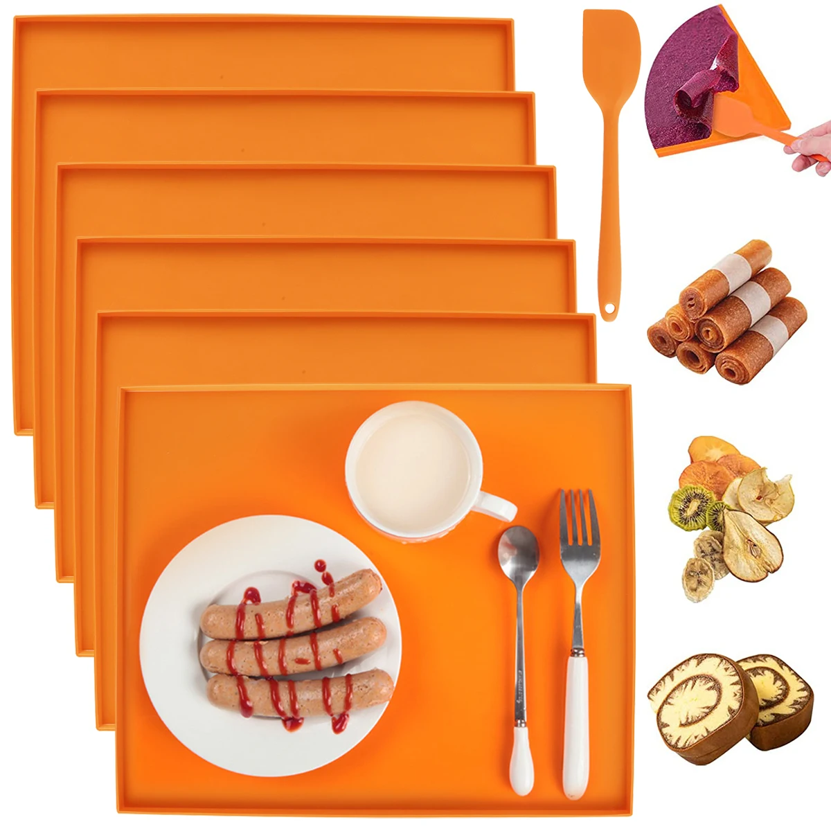 6/4Pcs Silikon Lebensmittel Matte Wasserdicht Auslaufsicher Lebensmittel Backblech Pad mit Rand Nicht-stick Dehydrator blätter Nicht Slip Kuchen Bord Tablett