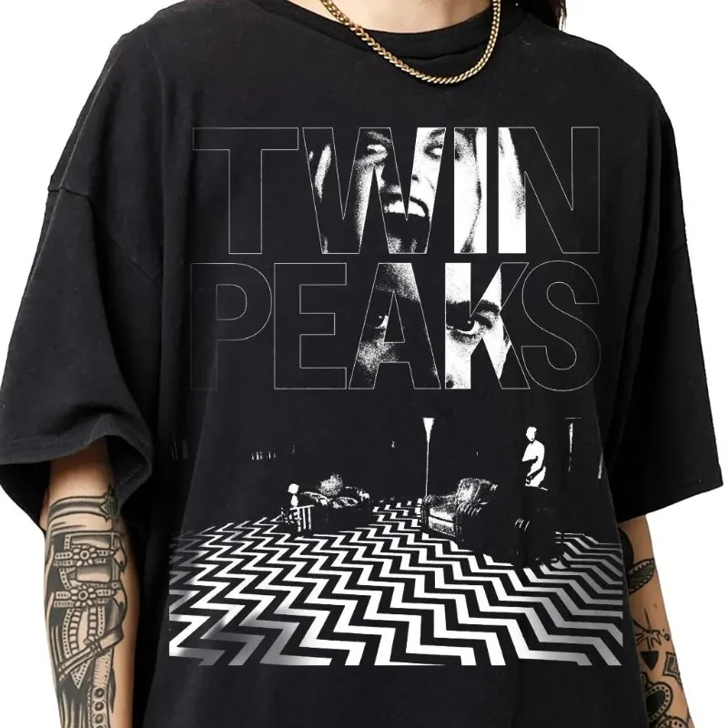 T-shirt à thème de film d'horreur, nouveau t-shirt en coton rétro unisexe décontracté et tendance pour l'été, inspiré du drama TV « Twin Peaks »