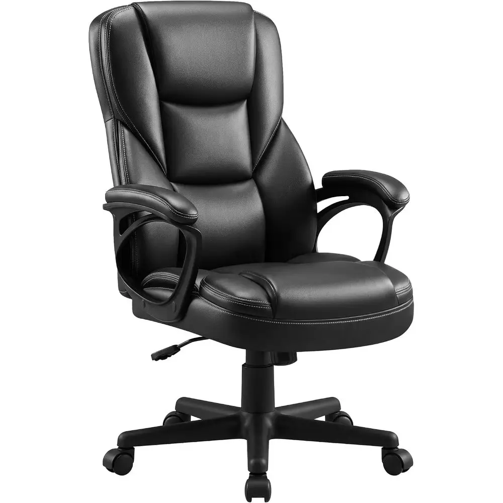 Ergonomic High-Back PU Leather Desk Chair with Lumbar Support and Reclining Feature for Home or Office Use