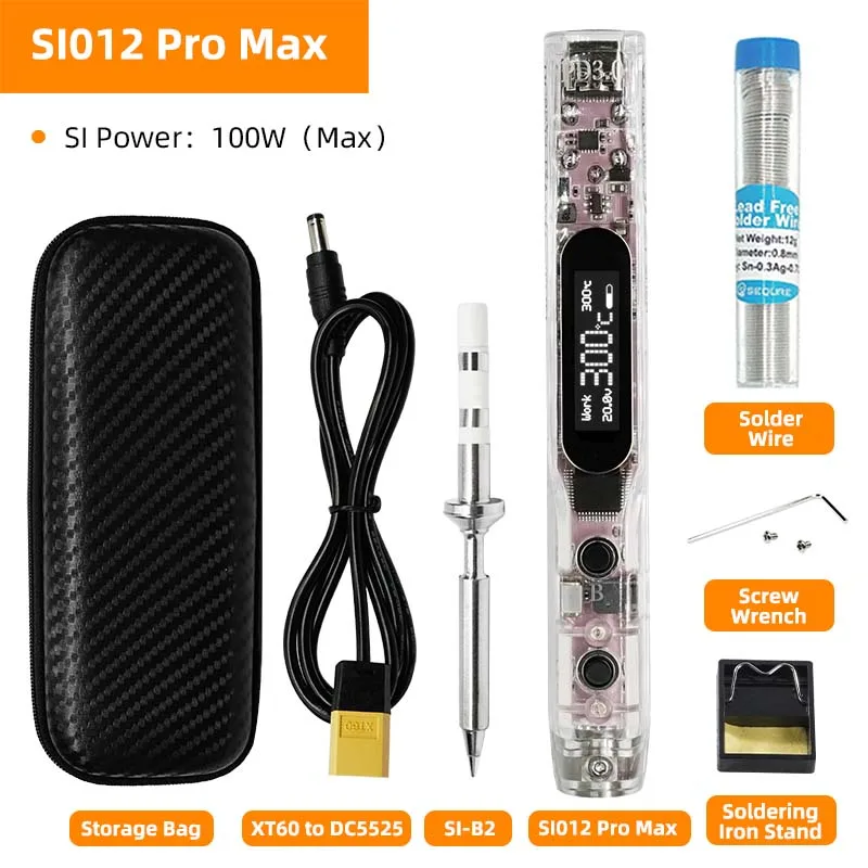 

Sequre Si012 Pro Max English-russian Bilingual Professional Soldering Iron Pen Set With Led Light For T12|ts|si Tip