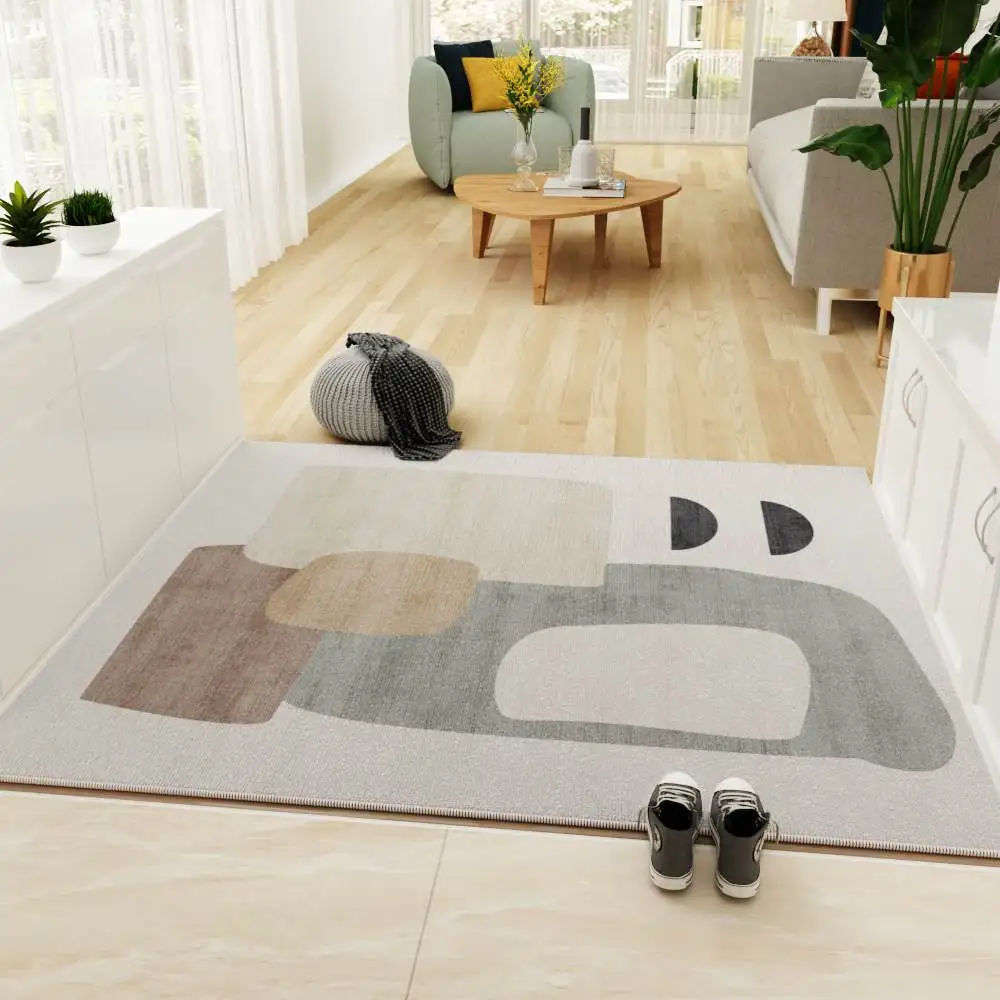 

Chic Minimalist Style Entrance Mat Luxury Flocking Carpet Bedroom Anti-Slip Floor Rug Home Decorative Door Mat Square Shape P...