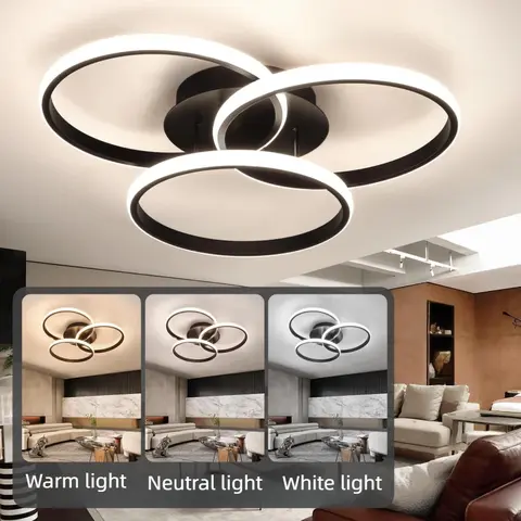 Modern LED Ceiling Light, 3-Color Ceiling Lamp Chandelier For  Living Room Bedroom Dining Room Indoor Lighting Fixtures Luster