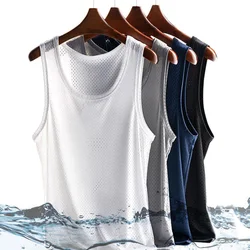 Summer Mesh Men Vest Hole Quick-Drying Ice Silk Men's Tops Sleeveless T Shirts Breathable Thin Casual Outer Wear Sport