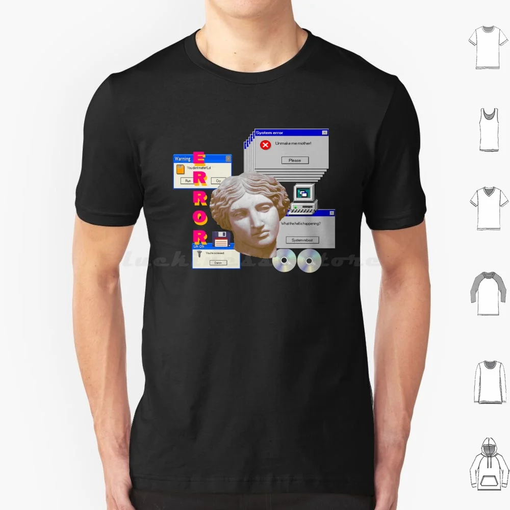 System Error! T Shirt Big Size 100% Cotton Windows Computer Vaporwave Aesthetic Error Message Funny Pc Nerd Bsod Windows 98 90s