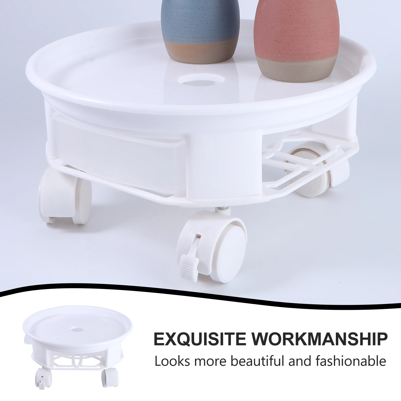 

1pc Thickened Round Universal Wheel Flowerpot Base Durable Matte Finish Movable Plant Pot Tray Heavy Duty Stand with Floor