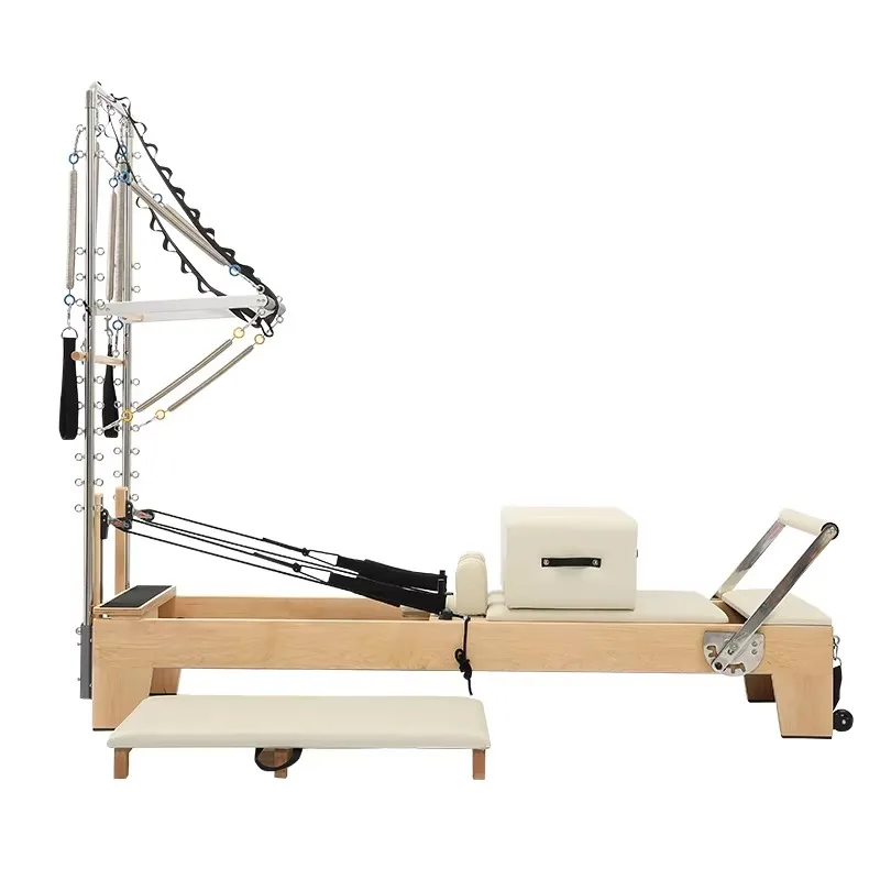 

Professional Durable Maple Wood Pilates Reformer, Core Training Bed with Best Half Trapeze for Yoga Studio