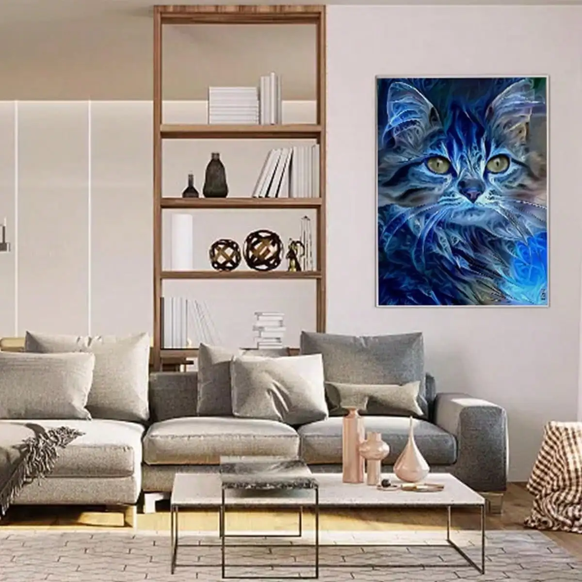 1000-teiliges blaues Katzen-Puzzles, Holzpuzzle für Erwachsene, Heimdekoration für Spiele, Familienspaß, Bodenpuzzles, Lernspielzeug für Kinder