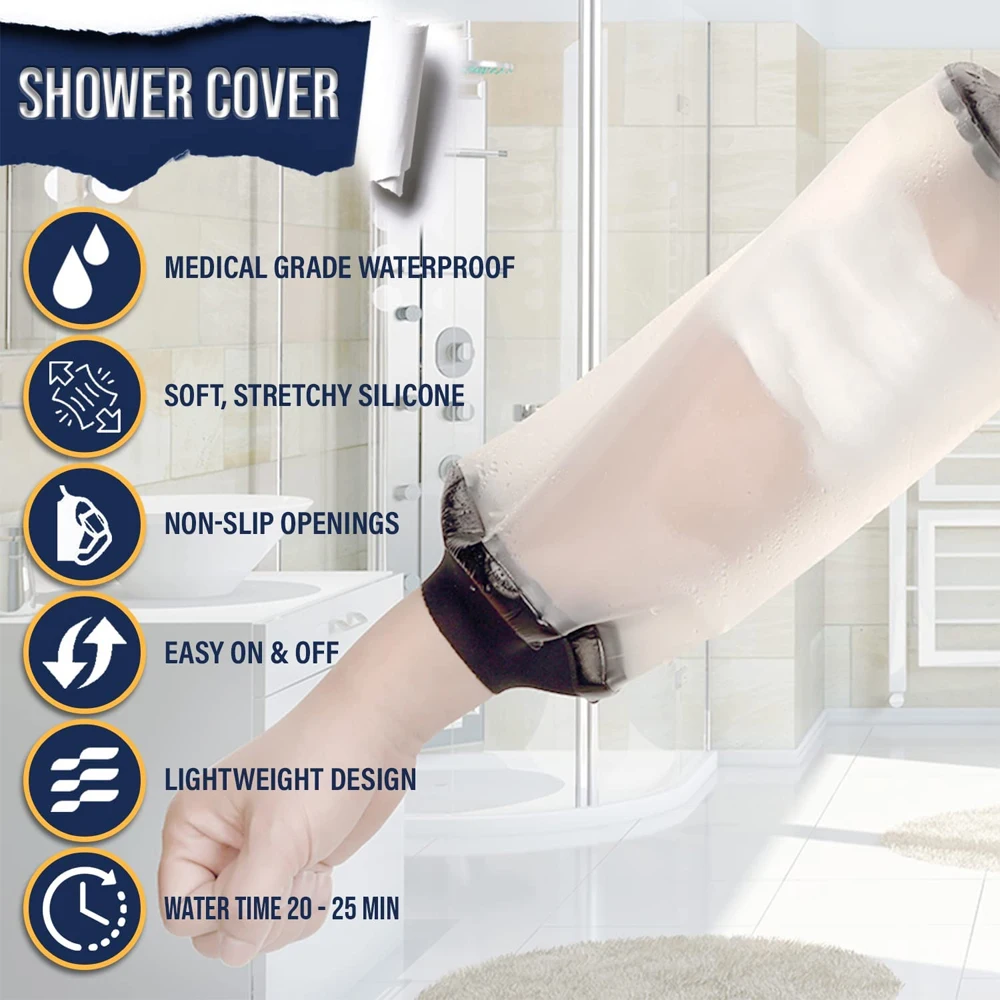 1PC Waterproof PICC Line Shower Covers for Upper Arm, Adult Reusable Watertight Wound Bandage Sleeve Protector For Elbow/Arm