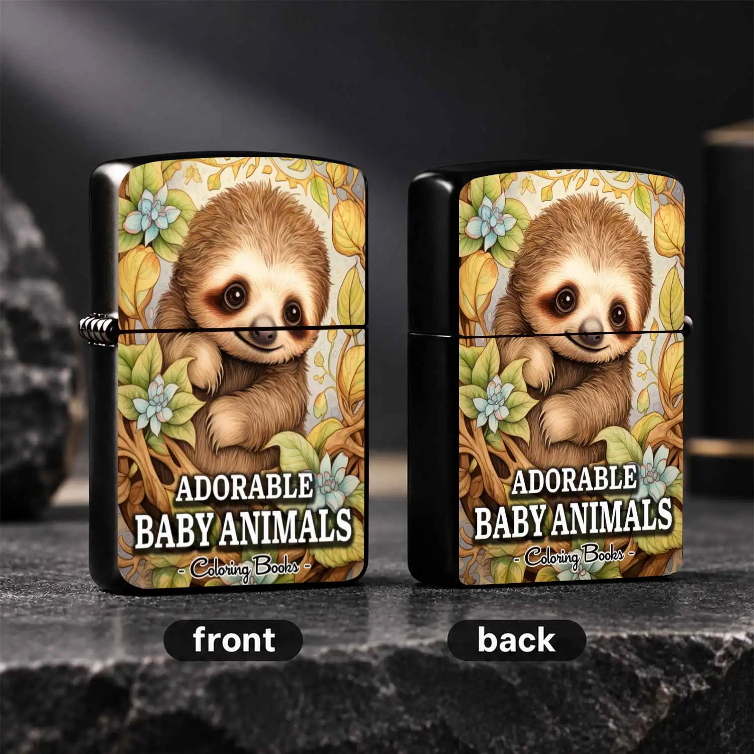 Cute Baby Sloth Themed Portable Lighter, Exquisite Colored Print With Lush Rainforest Floral Foliage Pattern, Versatile Practical Accessory For Daily Trip Home Outdoor Use, Thoughtful Unique Gift For Your Friends And Hobby Partners A Humor