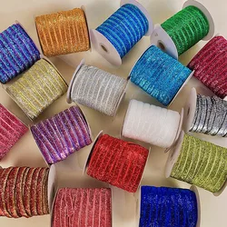 50Yards/Roll Metallic Glitter Velvet Ribbon 3/8Inch Multicolor Glitter Ribbon Gift Wrapping Ribbon for DIY Craft Christmas Decor