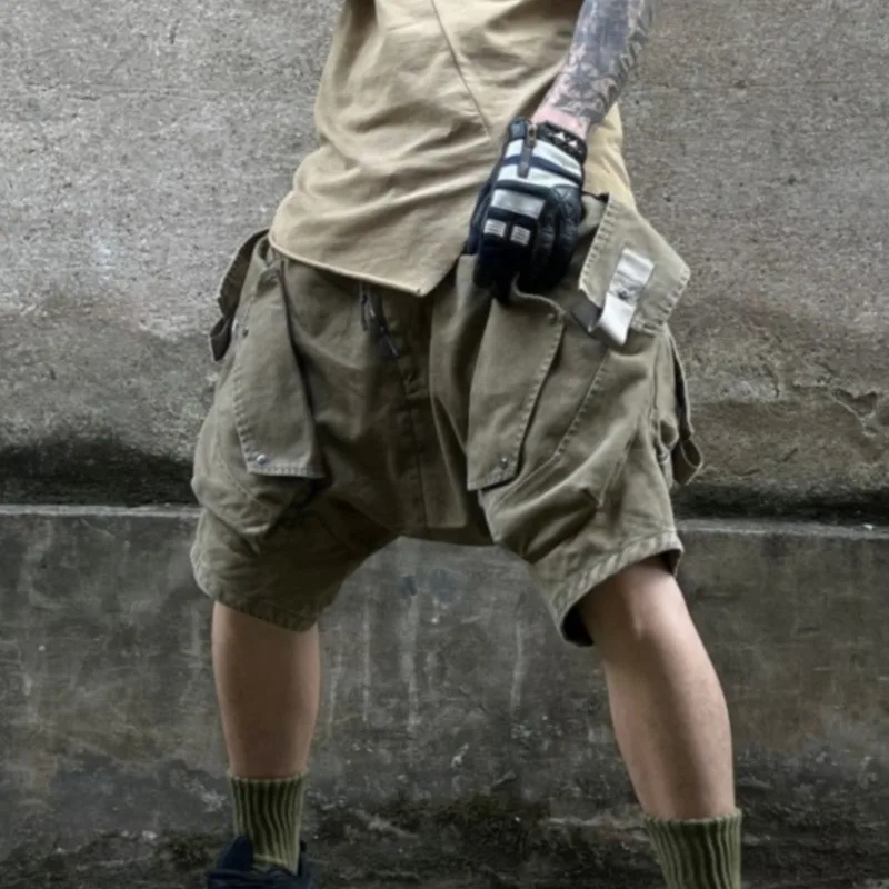 

Wasteland Style Techwear Casual men's Cargo Shorts With Baggy mid-waist Pockets For Summer Wear