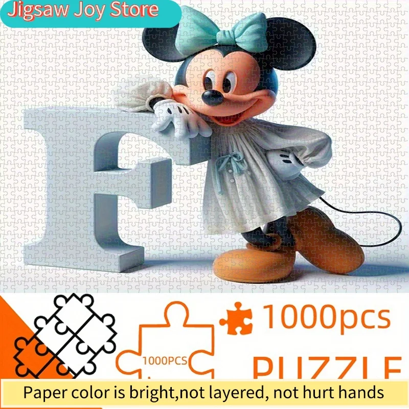 Disney  Paper Puzzle, DIY Puzzle, Minnie Cartoon Character, Letter F Shape, Adult Puzzle, Paper Puzzle, Suitable for Home Leis