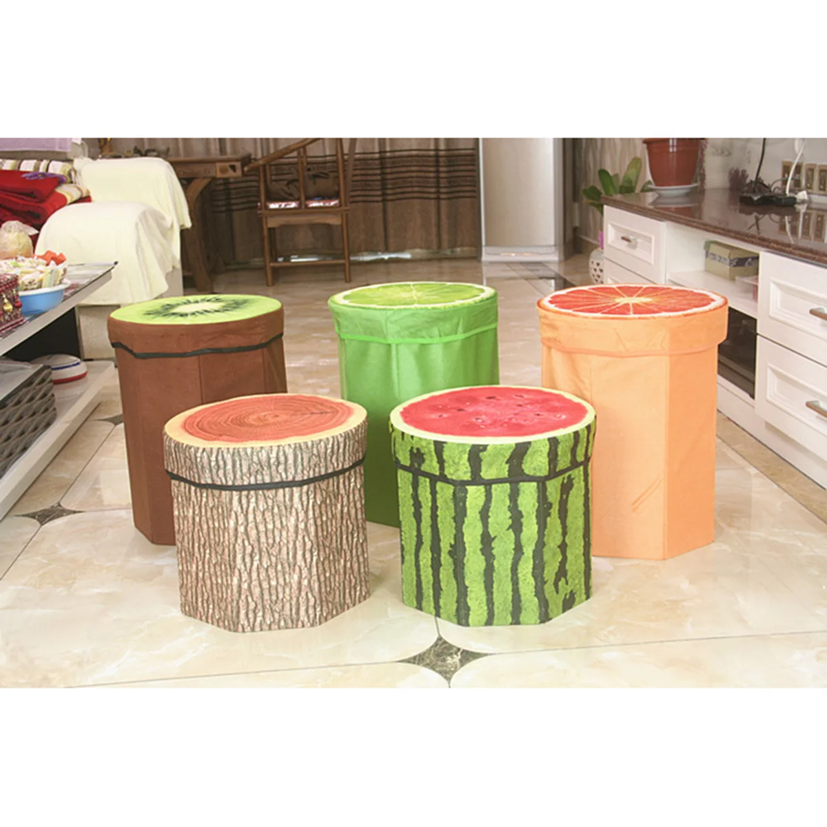 

Pineapple Folding Fruit Storage Stool Multifunctional Organizer Box Seat for Home Bedroom Living Room Fruit Stool