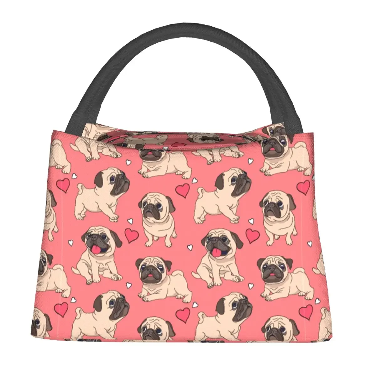 

Cartoon Pug Puppy Lunch Bag Cute Travel Lunch Box For Child Leisure Designer Thermal Tote Handbags Waterproof Cooler Bag