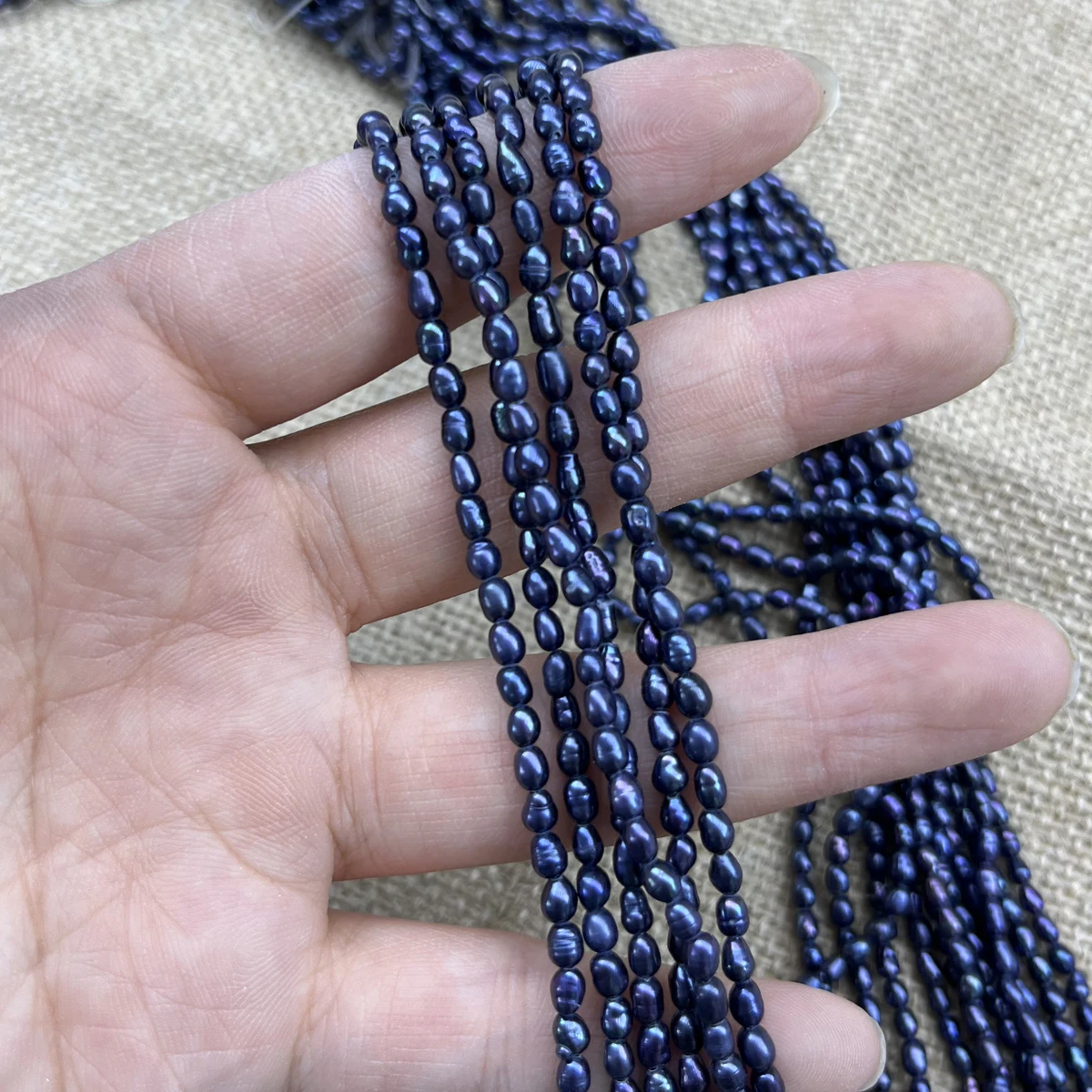 

2-3mm Black Natural Freshwater Pearl Rice-Shaped Semi-Finished Beads for Jewelry Making DIY Necklace Bracelet Accessories 36cm