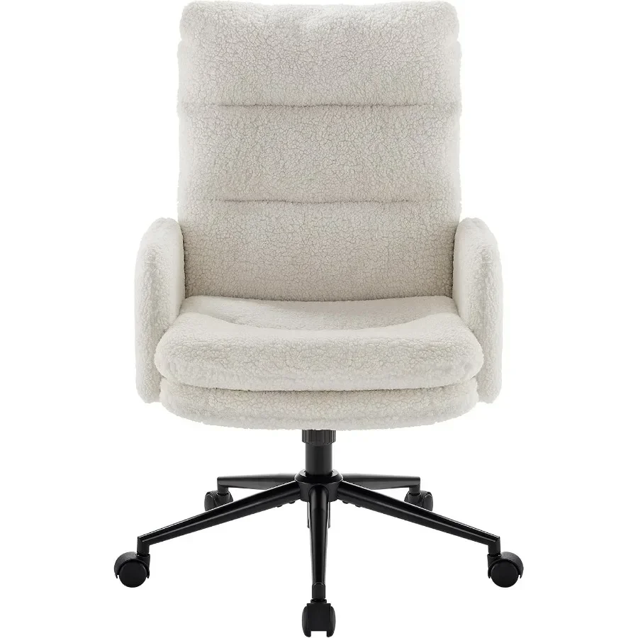 High Back Home Office Chair for Ergonomic Support, Premium PU Leather with White Finish, Adjustable Armrests and Lumbar Support