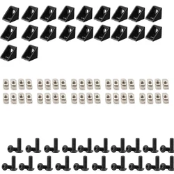 Aluminum Profile Connector 20pcs Corner Bracket + 40pcs 20 Series M5 T-slot Nuts + 40 M5x8mm Hex Socket Cap for Rail Accessories