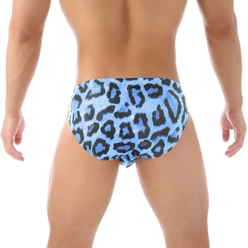 Men Swim Trunks Drawstring Digital Printed Swimwear Breathable Elastic Low Rise Swimming Briefs Comfortable Beachwear Swimsuit