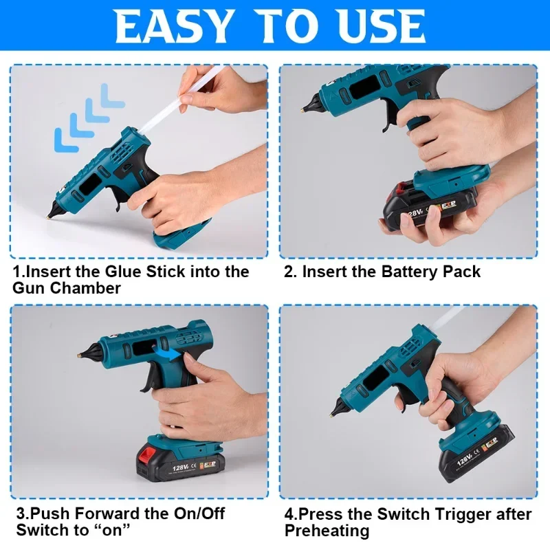 Cordless Hot Glue Gun fit For Makita 18V BL Series Battery Usage 11mm Glue Sticks for Arts & DIY Electric Heat Repair Tool