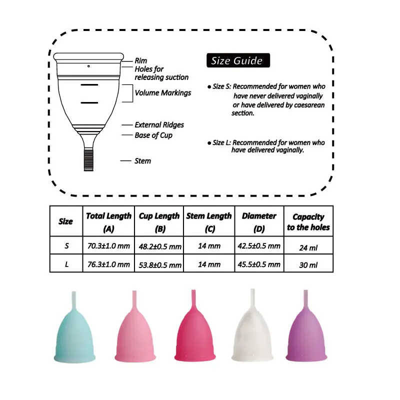 Canack Menstrual Cup 100PCS Medical Silicone Feminine Hygiene Copa  Reusable Women Period Cups менструальная чаша