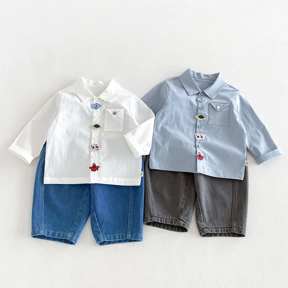 2026 Herbst Kinderhosen Einfarbige Mädchen-Jeanshosen Schlichter Stil Herbst-Jeans für Jungen Weiche Haremshosen – Detail 15