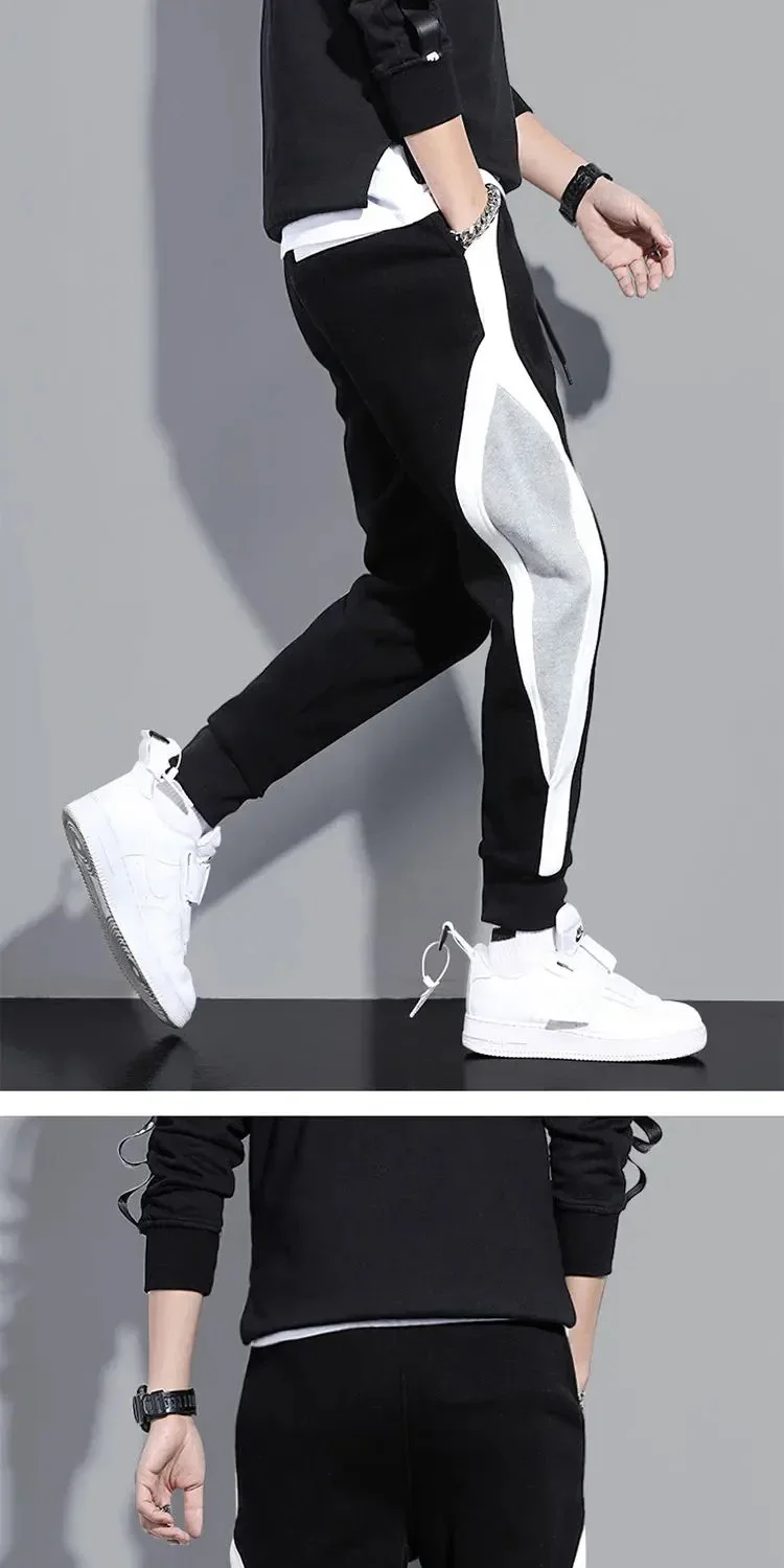 Herbstliche Herrenhose, weit geschnitten, lässig, mit Patchwork-Design, neunlängenlang, sportlich, mit elastischem Bund, atmungsaktiv, mit Bündchen am Fuß. – Detail 5