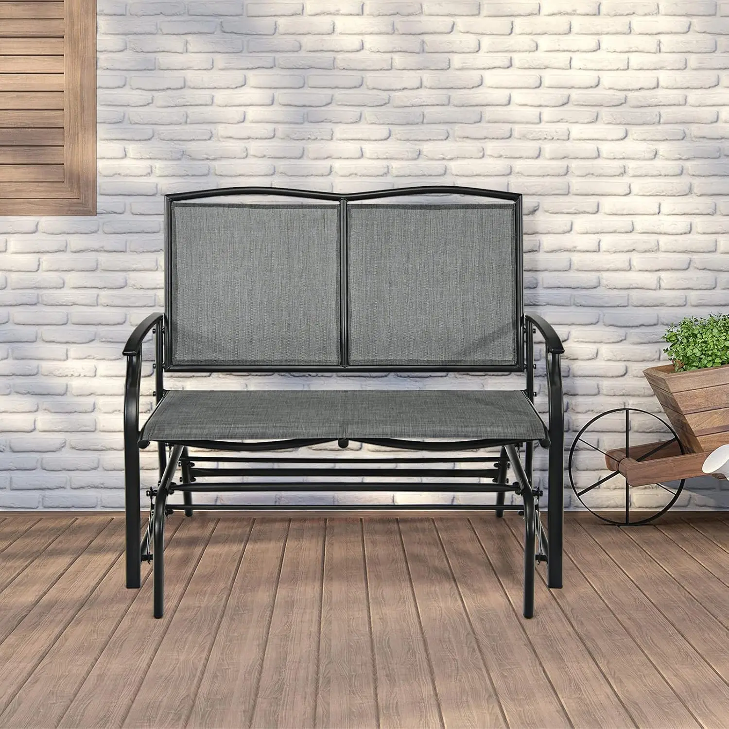 Patio Glider Benches for Outside, Swing Glider Chair with Steel Frame, 400 LBS Capacity, Patio Swing Rocker,