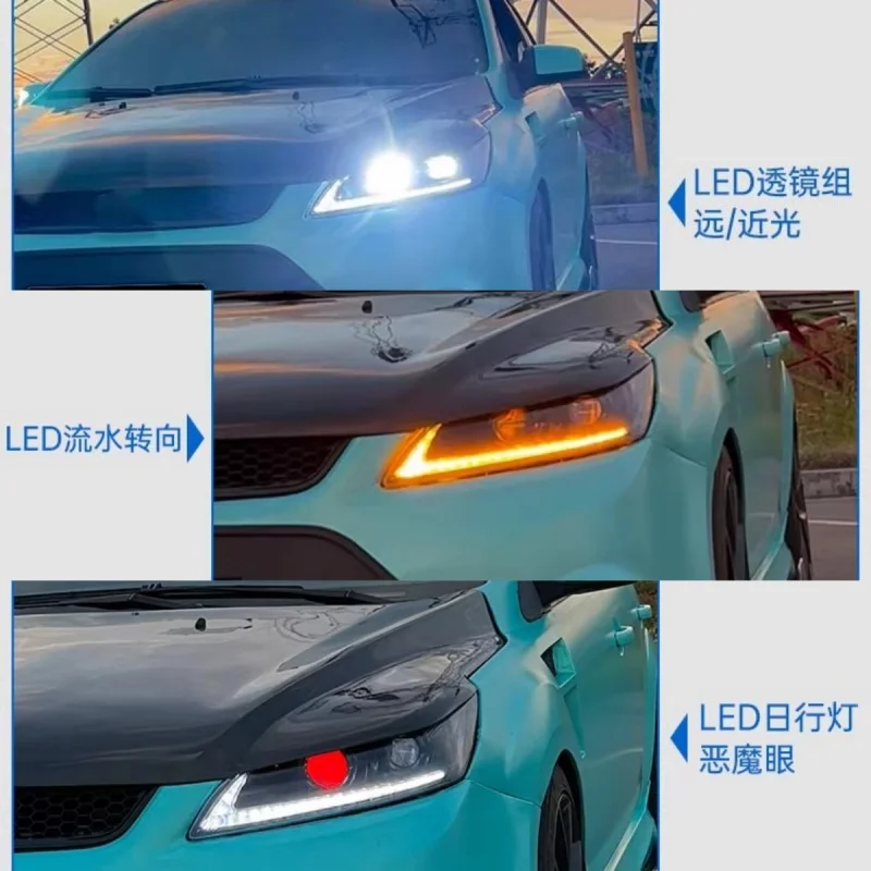 Headlight assembly for Ford Focus 2009-2014 convert Lens Daytime Running Light Turn signal